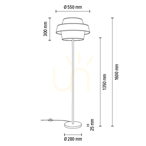Nevoa golvlampa 1xE27 Max. 40 W, svart metall/svart PVC-sladd/lampskärm i svart-guld-silver, Ø 55 cm small 3