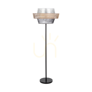 Nevoa golvlampa 1xE27 Max. 40 W, svart metall/svart PVC-sladd/lampskärm i svart-guld-silver, Ø 55 cm small 0