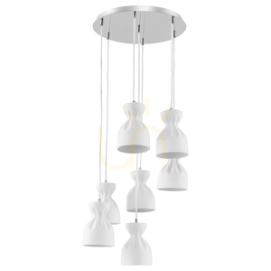 Noelle taklampa, 7xE14, Max. 40 W, krommetall/vita keramiska skärmar, Ø 38 cm small 0