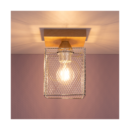 Kontrollera Spot Light Norman Wood 8175160 taklampa, björk och krom, 1×E27