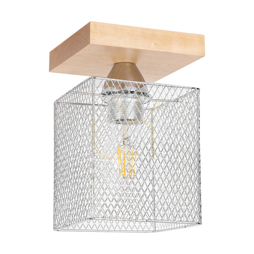Kontrollera Taklampa Norman Wood, 1xE27, Max. 25 W, björk/förkromad metallskärm, 13,5 cm