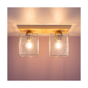Norman Wood taklampa, 2xE27, Max. 25 W, björk/förkromad metallskärm, 35 cm small 3