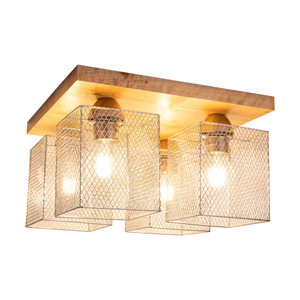 Norman Wood taklampa, 4xE27, Max. 25 W, björk/förkromad metallskärm, 34 cm small 1