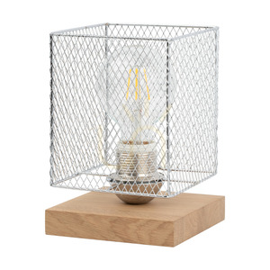 Norman Wood bordslampa, 1xE27, Max. 25 W, oljad ek/svart PVC-sladd/förkromad metallskärm, 13,5 cm small 0