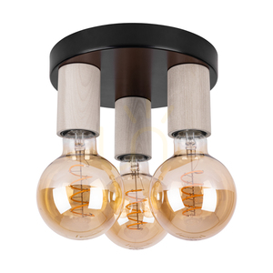 Notri taklampa, 3xE27, Max. 15 W LED, blekt ek/svart metall, Ø 20 cm small 0