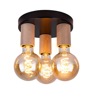 Notri taklampa, 3xE27, Max. 15 W LED, björk/svart metall, Ø 20 cm small 1