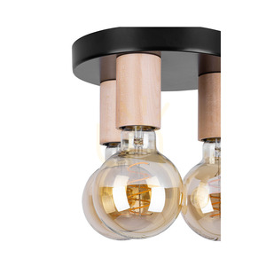 Notri taklampa, 3xE27, Max. 15 W LED, björk/svart metall, Ø 20 cm small 2