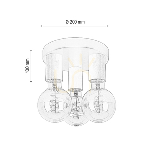 Notri taklampa, 3xE27, Max. 15 W LED, björk/svart metall, Ø 20 cm small 4