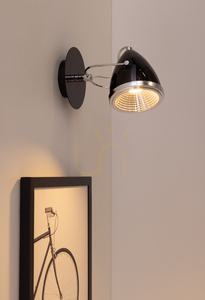 Oliver vägglampa, inklusive 1 st GU10-LED (max. 6 W), svart/krom, metall, 21 cm small 2