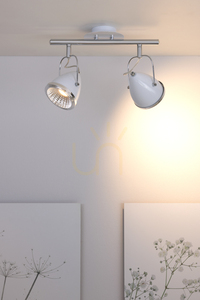 Oliver taklampa, inklusive 2 st. GU10-LED-lampor, max.. 5,5 W, vit/kromfärgad metall, 35 cm small 3