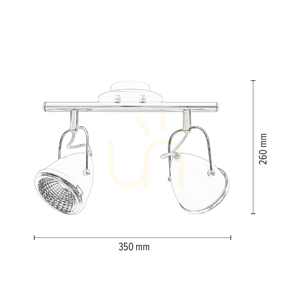 Oliver taklampa, inklusive 2 st. GU10-LED-lampor, max.. 5,5 W, vit/kromfärgad metall, 35 cm small 4