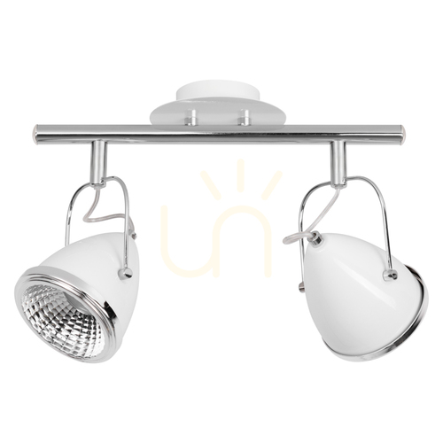 Kontrollera Oliver taklampa, inklusive 2 st. GU10-LED-lampor, max.. 5,5 W, vit/kromfärgad metall, 35 cm