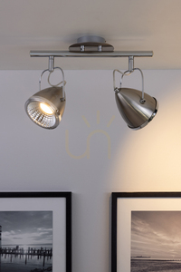 Oliver taklampa, inklusive 2 st. GU10-LED-lampor (max.. 6 W), satin/krom, 35 cm small 3