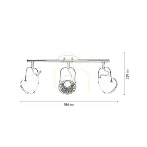 Oliver taklampa, inklusive 3 st GU10-LED-lampor, max. 6 W, vit/krom, metall, 53 cm small 4