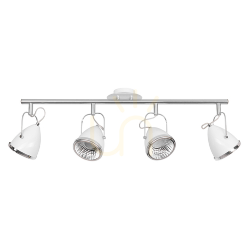 Kontrollera Oliver taklampa, inklusive 4 st. GU10-LED-lampor, max.. 6 W, vit/krom, metall, 76 cm