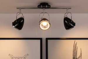 Oliver taklampa, inklusive 3 st GU10-LED-lampor, max. 6 W, svart/krom, metall, 53 cm small 3