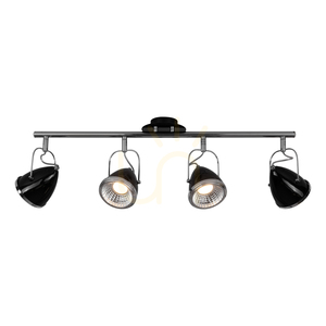 Oliver Incl taklampa. 4 st. GU10-LED, max.. 6 W, svart/krom, metall, 76 cm small 1