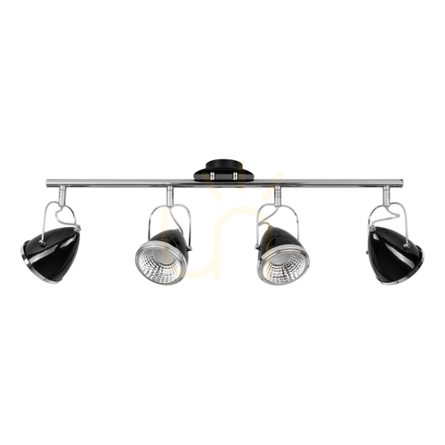 Kontrollera Oliver Incl taklampa. 4 st. GU10-LED, max.. 6 W, svart/krom, metall, 76 cm
