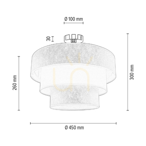 Ora taklampa, 1xE27, Max. 40 W, svart metall/guld- och krämfärgad lampskärm, Ø 45 cm small 3