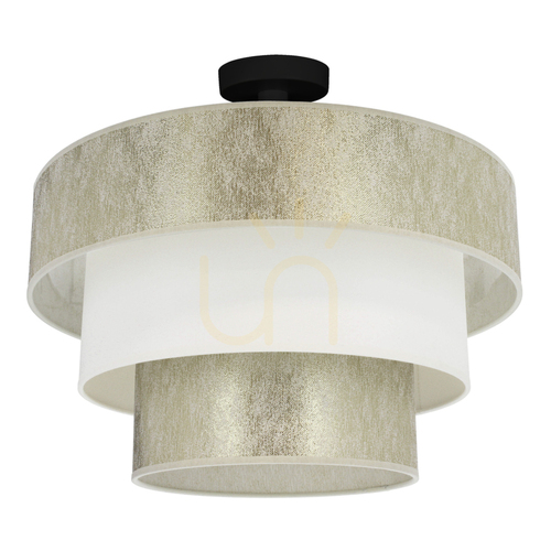 Kontrollera Ora taklampa, 1xE27, Max. 40 W, svart metall/guld- och krämfärgad lampskärm, Ø 45 cm
