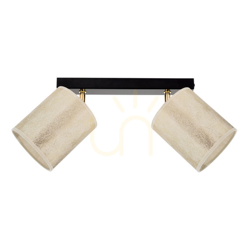 Kontrollera Ora taklampa, 2xE27, Max. 25 W, svart-guldfärgad metall/guldfärgad lampskärm, 37 cm