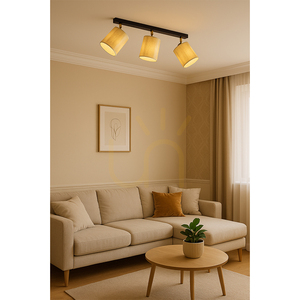 Ora taklampa, 3xE27, Max. 25 W, svart-guldfärgad metall/guldfärgad skärm, 52 cm small 2