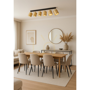 Ora taklampa, 6xE27, Max. 25 W, svart-guldfärgad metall/guldfärgad skärm, 127 cm small 2