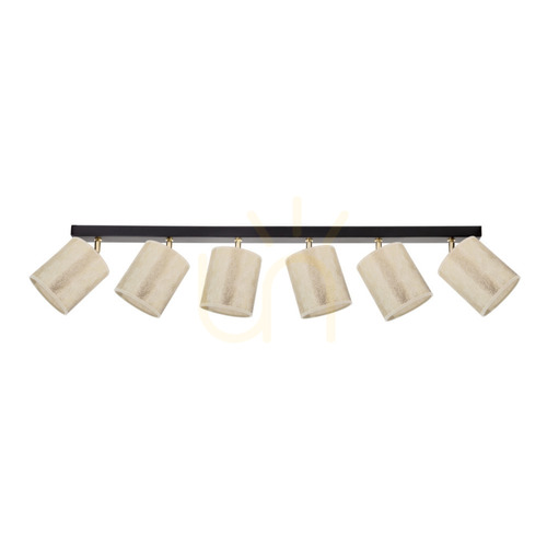 Kontrollera Ora taklampa, 6xE27, Max. 25 W, svart-guldfärgad metall/guldfärgad skärm, 127 cm