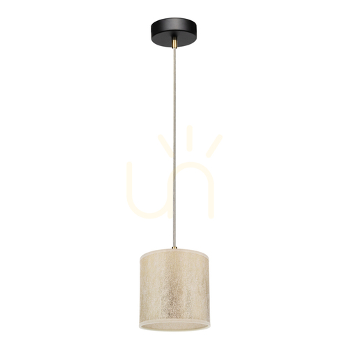 Kontrollera Ora taklampa, 1xE27, Max. 25 W, svart metall/genomskinlig PVC-sladd/guldfärgad lampskärm, Ø 15 cm