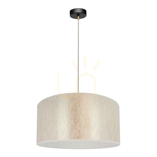 Kontrollera Ora taklampa, 1xE27, Max. 60 W, svart metall/genomskinlig PVC-sladd/guldfärgad lampskärm, Ø 50 cm