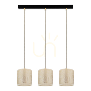 Ora taklampa, 3xE27, Max. 25 W, svart metall/genomskinlig PVC-sladd/guldfärgad lampskärm, 52 cm small 0