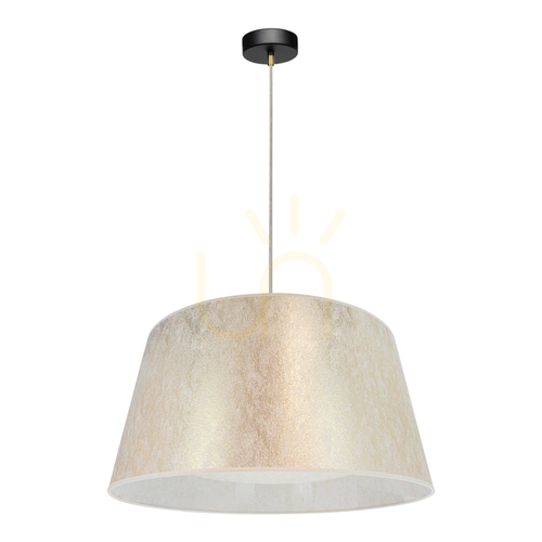 Kontrollera Ora taklampa, 1xE27, Max. 40 W, svart metall/genomskinlig PVC-sladd/guldfärgad lampskärm, Ø 60 cm