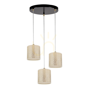 Ora taklampa, 3xE27, Max. 25 W, svart metall/genomskinlig PVC-sladd/guldfärgad lampskärm, Ø 30 cm small 0