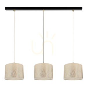 Ora taklampa, 3xE27, Max. 40 W, svart metall/genomskinlig PVC-sladd/guldfärgad lampskärm, 100 cm small 0