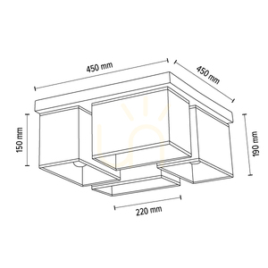Taklampa Paloma, 4xE27, Max. 25 W, oljad ek/vit, 45 cm lampskärm small 6