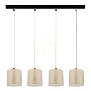 Ora taklampa, 4xE27, Max. 25 W, svart metall/genomskinlig PVC-sladd/guldfärgad lampskärm, 75 cm small 0