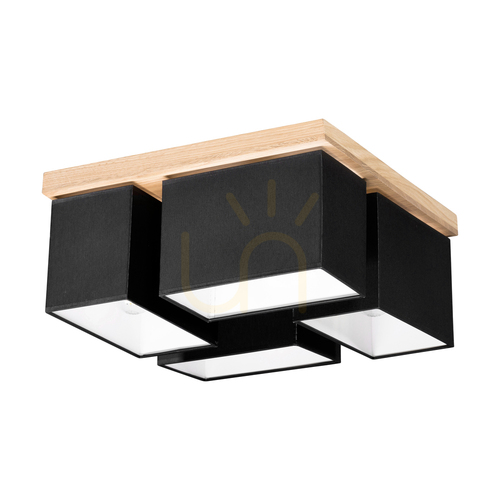 Kontrollera Taklampa Paloma, 4xE27, Max. 25 W, oljad ek/svart, 45 cm lampskärm