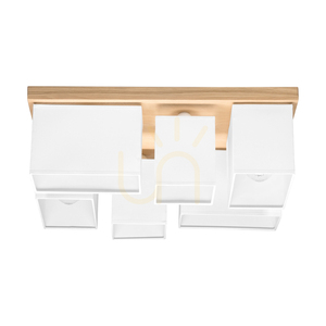 Taklampa Paloma, 6xE27, Max. 25 W, oljad ek/vit, 55 cm lampskärm small 4