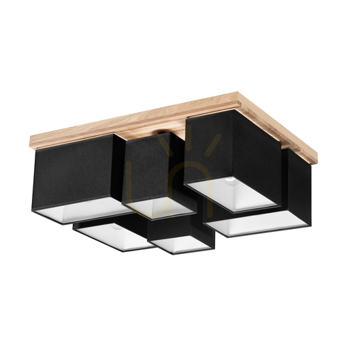 Kontrollera Taklampa Paloma, 6xE27, Max. 25 W, oljad ek/svart, 55 cm lampskärm