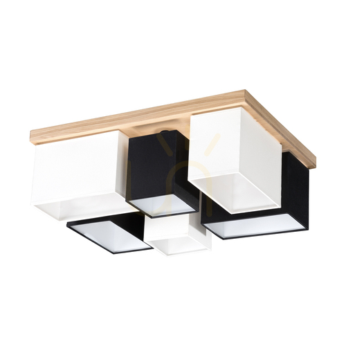 Kontrollera Taklampa Paloma, 6xE27, Max. 25 W, oljad ek / vit-svart, 55 cm lampskärm