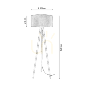 Panda golvlampa, 1xE27, Max. 60 W, björk-svart/svart, PVC-sladd, beige lampskärm i linne med svart kant, Ø 50 cm small 2