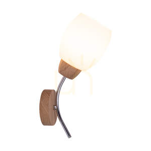 Parma vägglampa i trä, 1xE27 max. 60 W, oljad ek/krommetall/vit glasskärm, 16 cm small 1