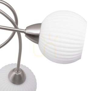 Pavia taklampa, 5xE27, Max. 60 W, satinmetall/vit glasskärm, Ø 65 cm small 2