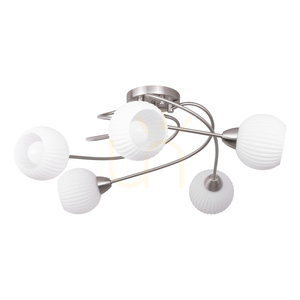 Pavia taklampa, 5xE27, Max. 60 W, satinmetall/vit glasskärm, Ø 65 cm small 0