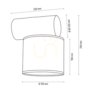 Pino Mix vägglampa 1xE27 Max. 25 W, gråbetsad furu / antracitfärgad lampskärm, 25 cm small 2