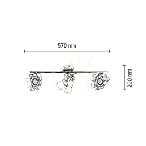 Taklampa med fotomotiv, inkluderar 3 st. GU10-LED-lampor, max.. 5 W, krommetall, 57 cm small 4