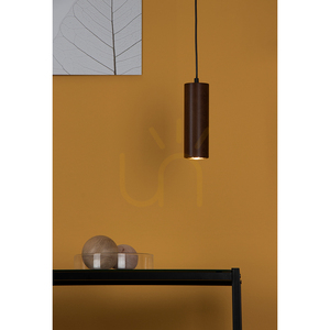 Rörformad taklampa, inklusive 1 st GU10-LED (max. 5 W), bok- och valnötsträ / svart metall / svart PVC-sladd, Ø 10 cm small 2