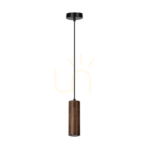 Rörformad taklampa, inklusive 1 st GU10-LED (max. 5 W), bok- och valnötsträ / svart metall / svart PVC-sladd, Ø 10 cm small 0