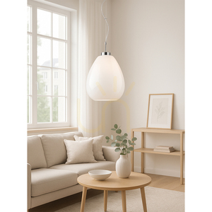 Piro taklampa, 1xE27, Max. 60 W, kromfärgad metall / genomskinlig PVC-sladd / vit glasskärm, Ø 25 cm small 1