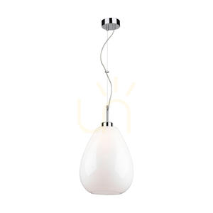 Piro taklampa, 1xE27, Max. 60 W, kromfärgad metall / genomskinlig PVC-sladd / vit glasskärm, Ø 25 cm small 0
